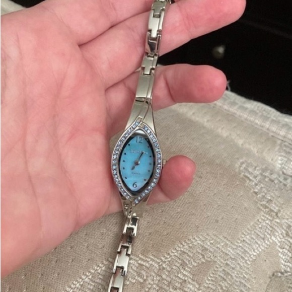 Women's Silver and Blue Watch - Picture 3 of 3